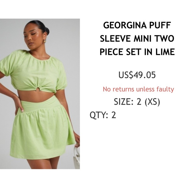 Showpo Georgina Puff Sleeve 2 Piece Set - Picture 1 of 2